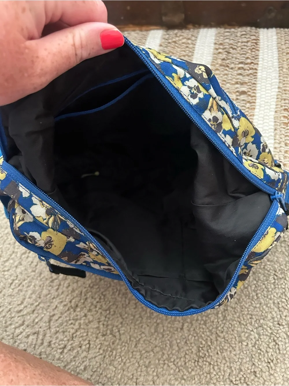 Kavu Floral Crossbody Bag in Blue and Yellow